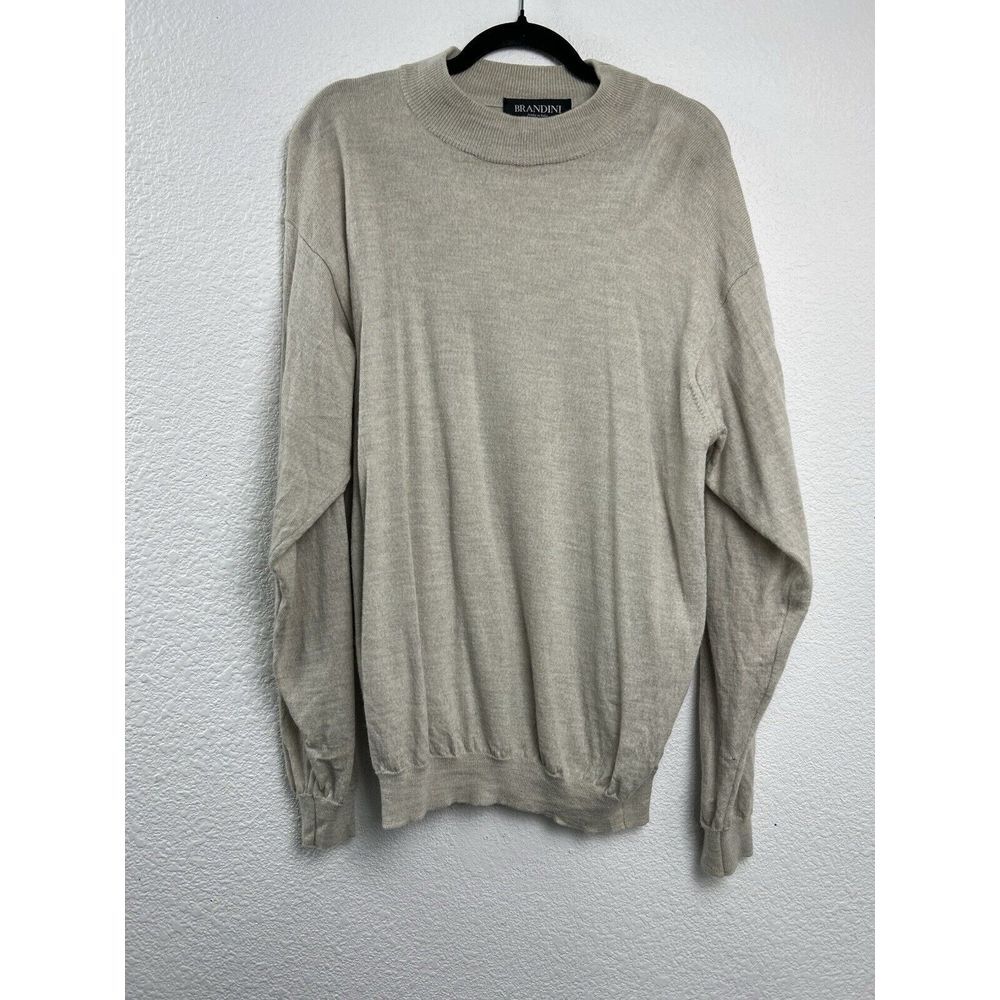 Brandini Sweater Women's Size L Italy Wool‎ Soft Mock Neck Cream Cropped